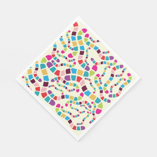Gekleurde wormen Papieren servetten (Hoek)