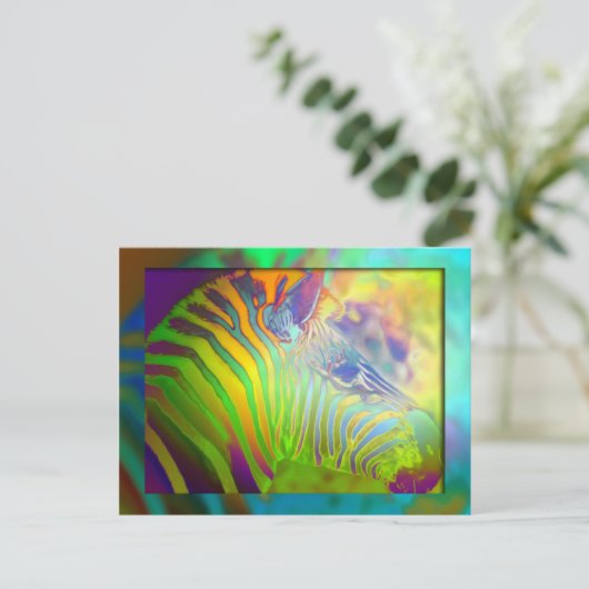 gekleurde zebra briefkaart (Staand voorkant)