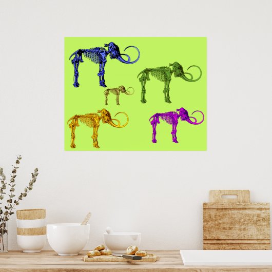 Gekleurde zoogdierskeletten poster (Keuken)