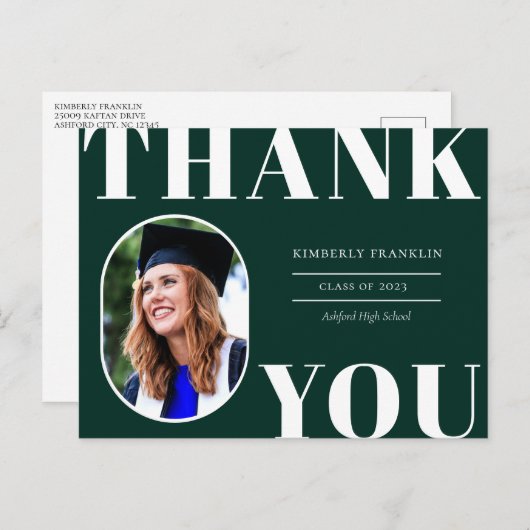 Geklonken foto-Lijst Afstuderen Dank u Briefkaart (Voorkant / Achterkant)