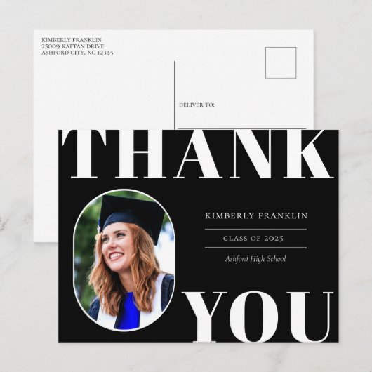 Geklonken foto-Lijst Afstuderen Dank u Briefkaart (Voorkant / Achterkant)