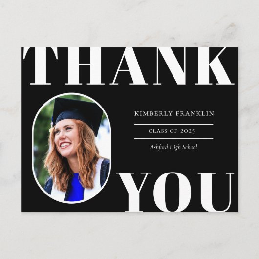 Geklonken foto-Lijst Afstuderen Dank u Briefkaart (Voorkant)