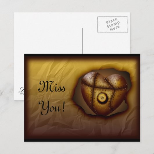 Geklonken hart, aanpasbaar briefkaart (Voorkant / Achterkant)