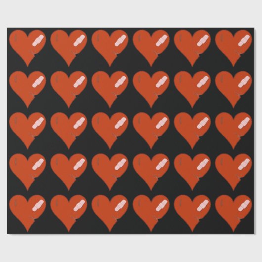 Geklonterde draak uit hart op zwarte achtergrond cadeaupapier (Vlak)