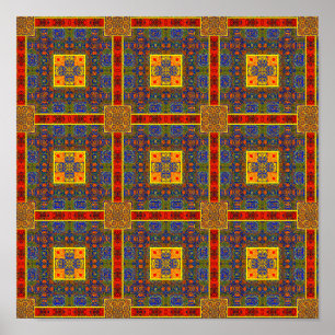 Gekloofd collage van  Japanse patronen Poster