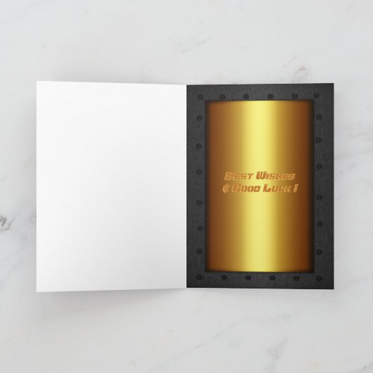 Gekloofd staal-lijst goud en chroom verjaardagsade kaart (Binnen)