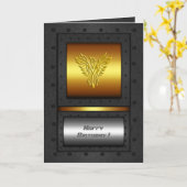 Gekloofd staal-lijst goud en chroom verjaardagsade kaart (Gele Bloem)