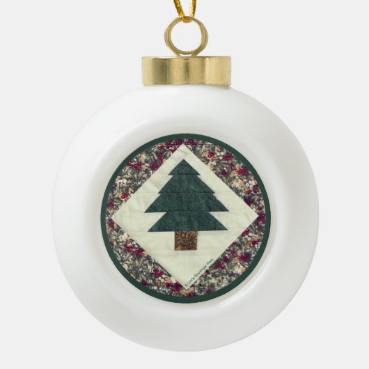 Gekloofde pijnboom keramische bal ornament (Voorkant)