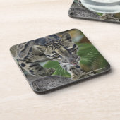 Gekloonde luipaard in beweging bier onderzetter (Linkerzijde)