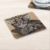 Gekloonde luipde luipkub kartonnen onderzetters (Schuin)