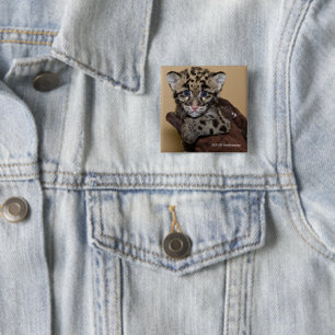 Gekloonde luipde luipkub vierkante button 5,1 cm