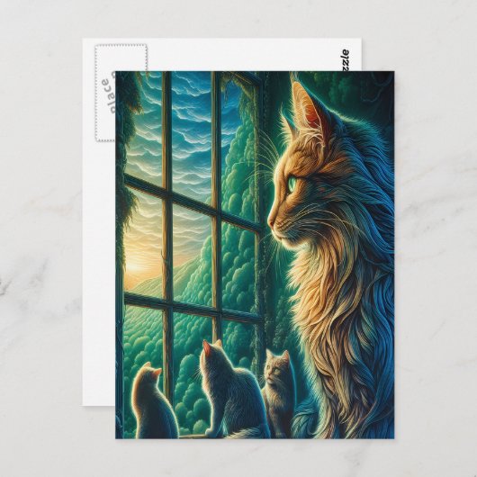 Geklopte Trio bij Venster Briefkaart (Voorkant / Achterkant)