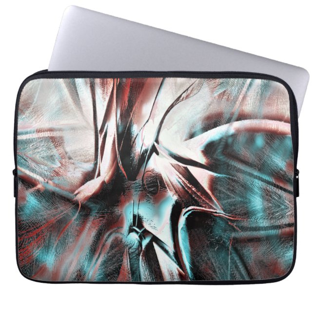 geknikt bruin rood tot blauw pixelated drizzle tex laptop sleeve (Voorkant)