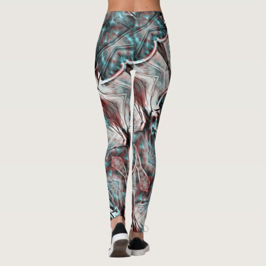 geknikt bruin rood tot blauw pixelated drizzle tex leggings (Achterkant)