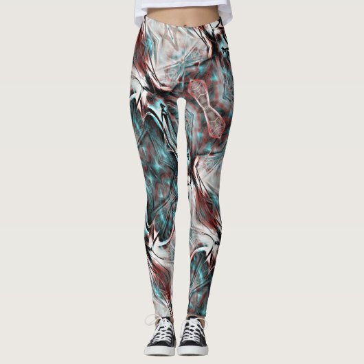 geknikt bruin rood tot blauw pixelated drizzle tex leggings (Voorkant)