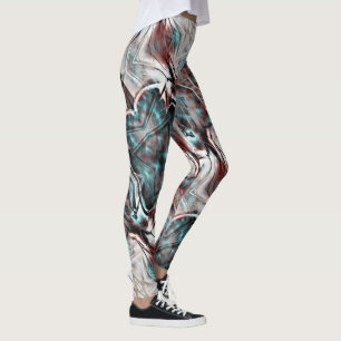 geknikt bruin rood tot blauw pixelated drizzle tex leggings