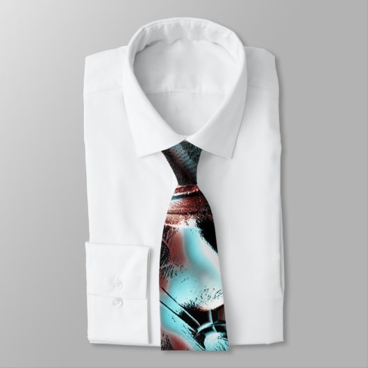 geknikt bruin rood tot blauw pixelated drizzle tex stropdas (Gebonden)