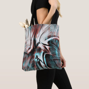 geknikt bruin rood tot blauw pixelated drizzle tex tote bag