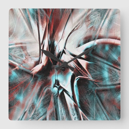 geknikt bruin rood tot blauw pixelated drizzle tex vierkante klok (Voorkant)