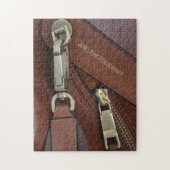 Geknipte en Zipped Leather Personalized Legpuzzel (Verticaal)