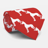 Geknipte Oren Great Dane Silhouet Wit Stropdas (Opgerold)