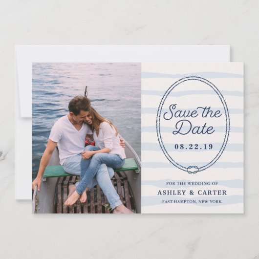 Geknoopt | Nautical Photo Save the Date Kaart (Voorkant)