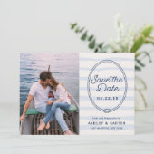 Geknoopt | Nautical Photo Save the Date Kaart (Staand voorkant)