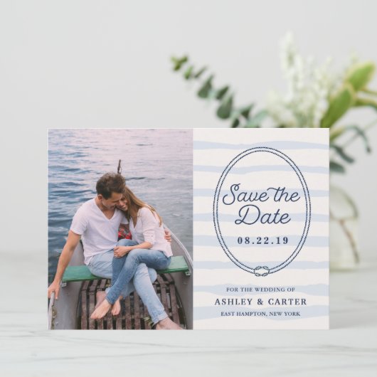 Geknoopt | Nautical Photo Save the Date Kaart (Staand voorkant)