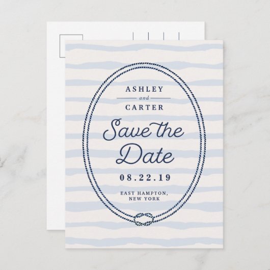 geknoopt | Nautisch de datum opslaan Aankondigingskaart (Voorkant / Achterkant)