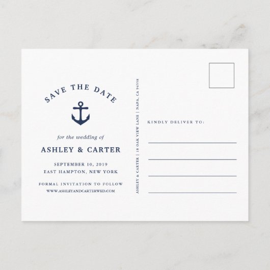 geknoopt | Nautisch de datum opslaan Aankondigingskaart (Achterkant)