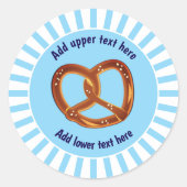 Geknoopt Pretzel Brood op Blauw & Wit - eigen teks Ronde Sticker (Voorkant)