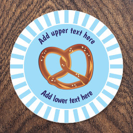 Geknoopt Pretzel Brood op Blauw & Wit - eigen teks Ronde Sticker
