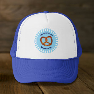 Geknoopt Pretzel Brood op Blauw & Wit - eigen teks Trucker Pet
