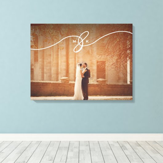 Geknoopte Ampersand Monogram Eenvoudige bruiloft f Canvas Afdruk (Insitu (Houten vloer))