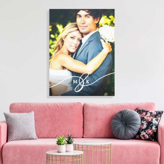Geknoopte Ampersand Monogram Eenvoudige bruiloft f Canvas Afdruk (Insitu (Woonkamer))