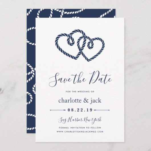 Geknoopte harten sparen de Kaart van de Datum (Voorkant / Achterkant)