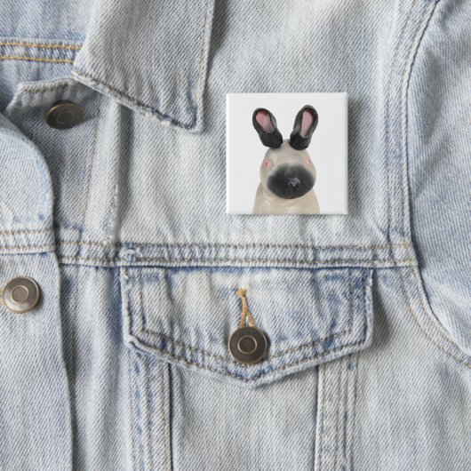 Geknoopte konijn vierkante button 5,1 cm (In situ)