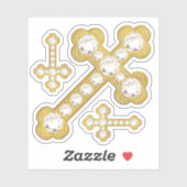 Geknoopte kruisen met 12 Faux Diamonds - Contour Sticker (Vel)