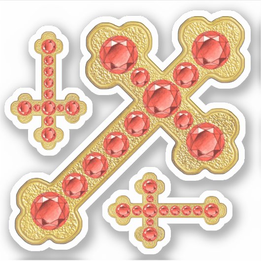 Geknoopte kruisen met 12 Faux Garnets - Contour Sticker (Voorkant)