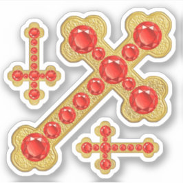 Geknoopte kruisen met 12 Faux Rubies - Contour Sticker
