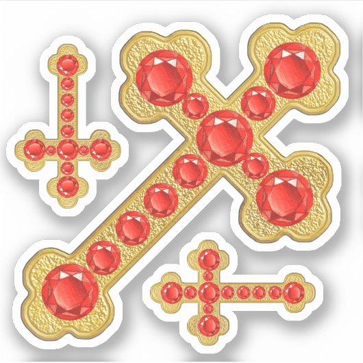 Geknoopte kruisen met 12 Faux Rubies - Contour Sticker (Voorkant)