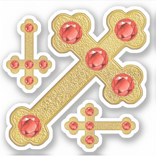 Geknoopte kruisen met 5 Faux Garnets - Contour Sticker (Voorkant)