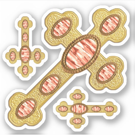 Geknoopte kruisen met 6 Faux Red Agates - Contour Sticker (Voorkant)