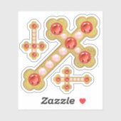 Geknoopte kruisen met Faux Garnets & Pearls-Contou Sticker (Vel)