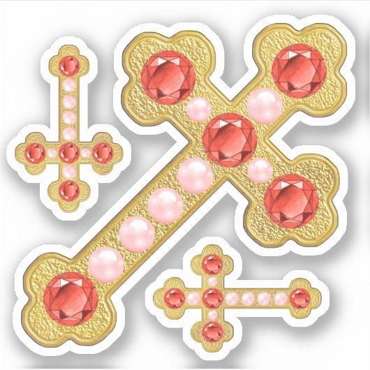 Geknoopte kruisen met Faux Garnets & Pearls-Contou Sticker (Voorkant)