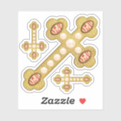 Geknoopte kruisen met Faux Red Agates & Pearls - Sticker (Vel)