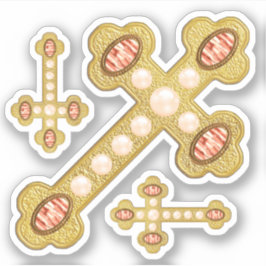 Geknoopte kruisen met Faux Red Agates & Pearls - Sticker