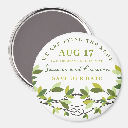 Geknoopte Love Trees Zomer Bruiloft Save The Date Magneet (Voorkant / Achterkant)