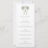 Geknoopte palmbomen Tropische bruiloft menu ontwer Kaart (Voorkant)
