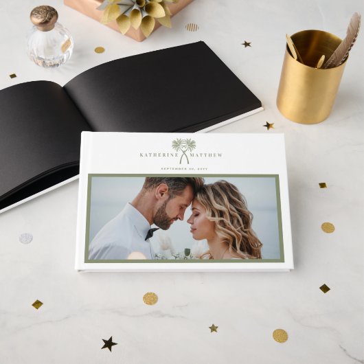 Geknoopte palmbomen Tropische bruiloft welkom teke Gastenboek (Voorkant open)